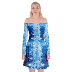 Water Blue Wallpaper Off Shoulder Skater Dress by artworkshop