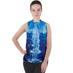 Water Blue Wallpaper Mock Neck Chiffon Sleeveless Top by artworkshop