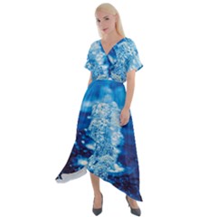 Water Blue Wallpaper Cross Front Sharkbite Hem Maxi Dress by artworkshop