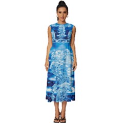 Water Blue Wallpaper Sleeveless Round Neck Midi Dress by artworkshop