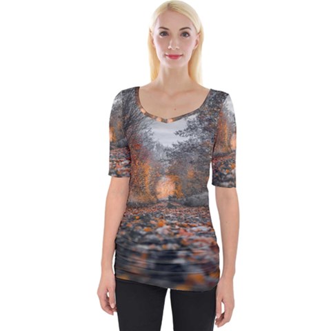 Breathe In Nature Background Wide Neckline Tee by artworkshop