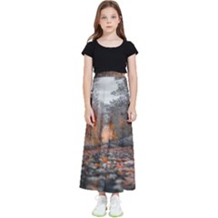 Breathe In Nature Background Kids  Flared Maxi Skirt
