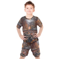 Breathe In Nature Background Kids  Tee And Shorts Set by artworkshop