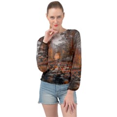 Breathe In Nature Background Banded Bottom Chiffon Top by artworkshop