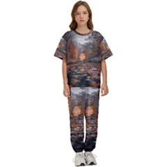 Breathe In Nature Background Kids  Tee And Pants Sports Set by artworkshop