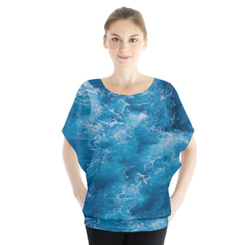 Blue Water Speech Therapy Batwing Chiffon Blouse by artworkshop