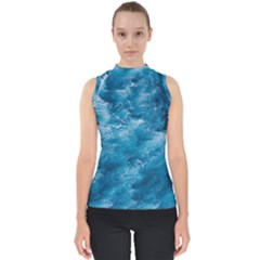 Blue Water Speech Therapy Mock Neck Shell Top by artworkshop