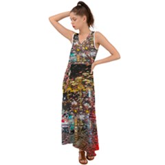 Water Droplets V-neck Chiffon Maxi Dress by artworkshop