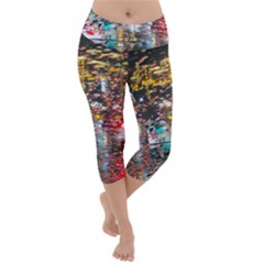 Water Droplets Lightweight Velour Capri Yoga Leggings by artworkshop