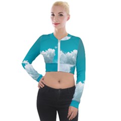 Clouds Hd Wallpaper Long Sleeve Cropped Velvet Jacket by artworkshop