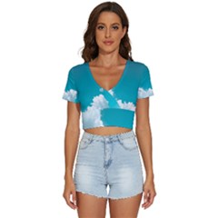 Clouds Hd Wallpaper V-neck Crop Top