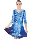 Water Blue wallpaper Quarter Sleeve Front Wrap Dress View1