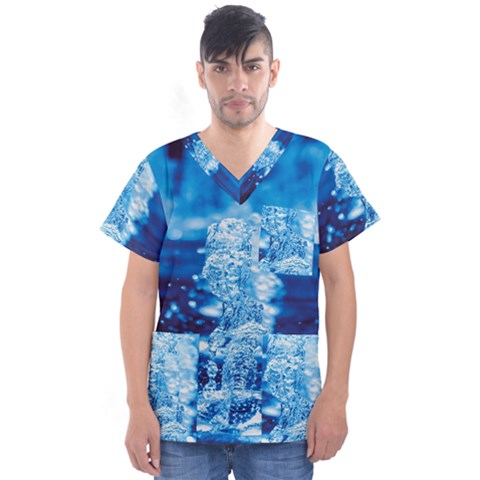 Water Blue Wallpaper Men s V-neck Scrub Top by artworkshop