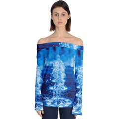 Water Blue Wallpaper Off Shoulder Long Sleeve Top by artworkshop