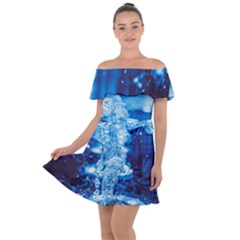 Water Blue Wallpaper Off Shoulder Velour Dress by artworkshop