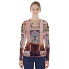 Mosque V-neck Long Sleeve Top by artworkshop