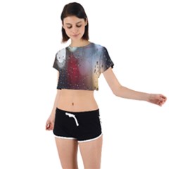 Rain On Window Tie Back Short Sleeve Crop Tee by artworkshop