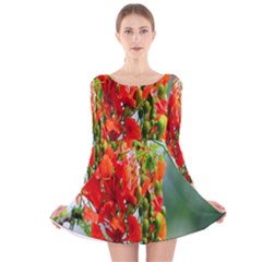 Gathering Sping Flowers Wallpapers Long Sleeve Velvet Skater Dress by artworkshop