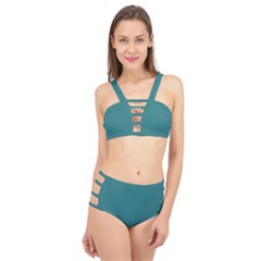 Greenish Blue	 - 	cage Up Bikini Set by ColorfulSwimWear