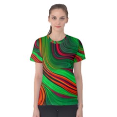 Background Green Red Women s Cotton Tee