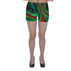 Background Green Red Skinny Shorts