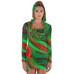 Background Green Red Long Sleeve Hooded T-shirt