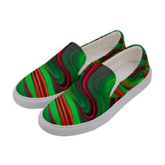 Background Green Red Women s Canvas Slip Ons