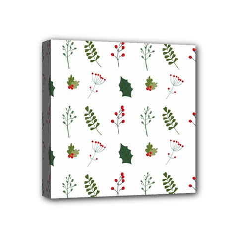 Leaves Mistletoe Plants Winter Mini Canvas 4  X 4  (stretched)