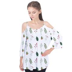 Leaves Mistletoe Plants Winter Flutter Tees