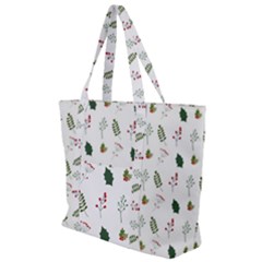 Leaves Mistletoe Plants Winter Zip Up Canvas Bag