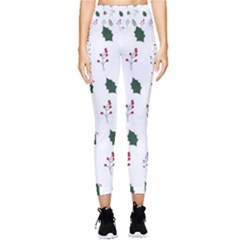 Leaves Mistletoe Plants Winter Pocket Leggings 