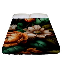 Floral Flower Blossom Bloom Flora Fitted Sheet (king Size)