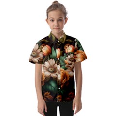 Floral Flower Blossom Bloom Flora Kids  Short Sleeve Shirt