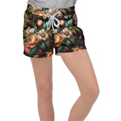 Floral Flower Blossom Bloom Flora Velour Lounge Shorts