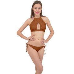 Burnt Orange	 - 	cross Front Halter Bikini Set by ColorfulSwimWear