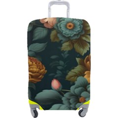 Floral Flower Blossom Turquoise Luggage Cover (large)