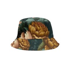 Floral Flower Blossom Turquoise Inside Out Bucket Hat (Kids)