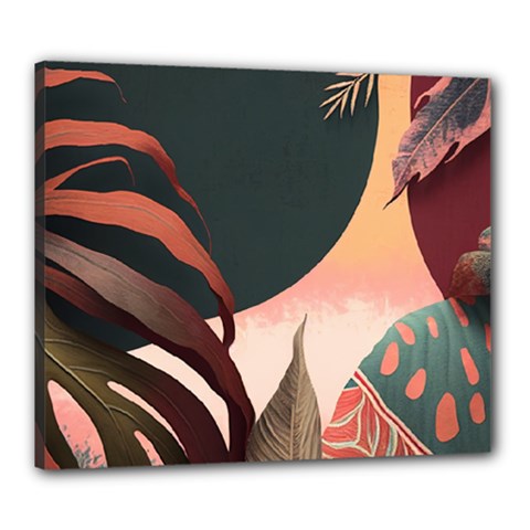 Ai Generated Leaves Foliage Plants Canvas 24  X 20  (stretched) by Ravend
