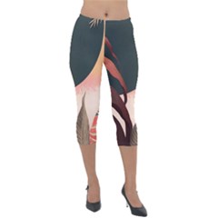 Ai Generated Leaves Foliage Plants Lightweight Velour Capri Leggings 