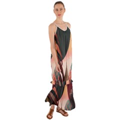 Ai Generated Leaves Foliage Plants Cami Maxi Ruffle Chiffon Dress