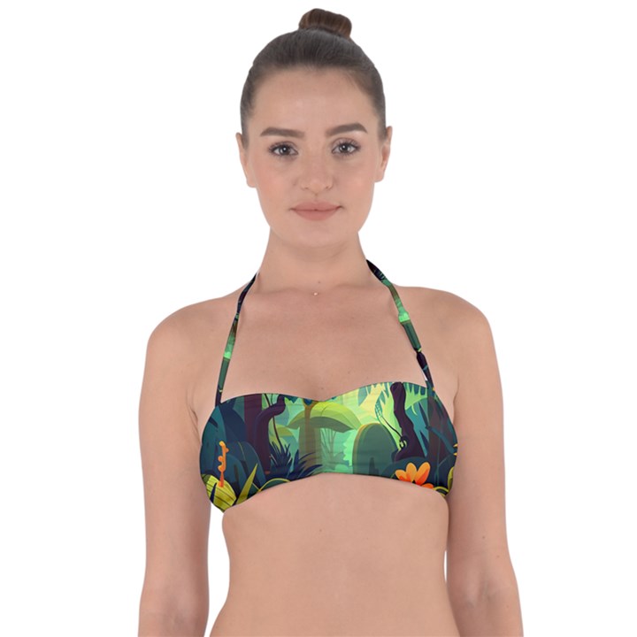 Jungle Rainforest Tropical Forest Halter Bandeau Bikini Top