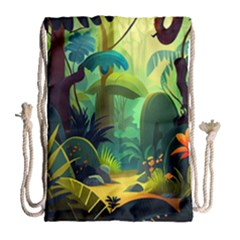 Jungle Rainforest Tropical Forest Drawstring Bag (large) by Ravend