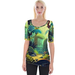 Jungle Rainforest Tropical Forest Wide Neckline Tee