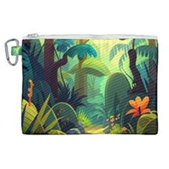 Jungle Rainforest Tropical Forest Canvas Cosmetic Bag (xl)