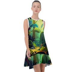 Jungle Rainforest Tropical Forest Frill Swing Dress