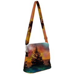 Tree Nature Landscape Fantasy Zipper Messenger Bag