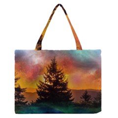 Tree Nature Landscape Fantasy Zipper Medium Tote Bag