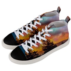 Tree Nature Landscape Fantasy Men s Mid-top Canvas Sneakers