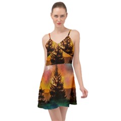 Tree Nature Landscape Fantasy Summer Time Chiffon Dress