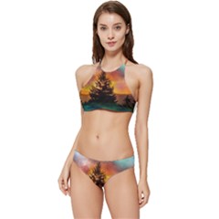 Tree Nature Landscape Fantasy Banded Triangle Bikini Set